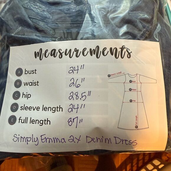 Simply Emma Denim Chambray Dress Women’s Plus Size 2X Pockets Blue 100% Cotton - Picture 11 of 11